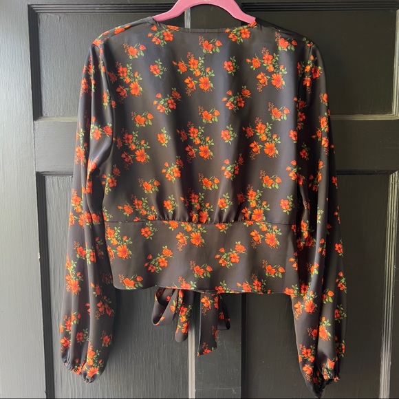 Topshop Rose Floral Print Tie Front Top - Picture 5 of 10
